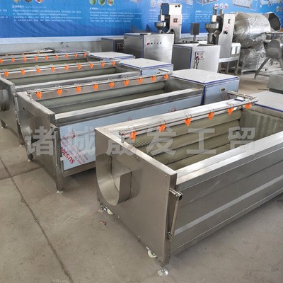 胡蘿卜毛刷清洗機 連續(xù)式土豆去皮拋光機 速凍薯條生產流水線