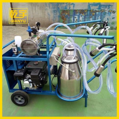 山東擠奶機廠家供應雙桶真空泵油電兩用擠奶機 移動式奶牛擠奶機