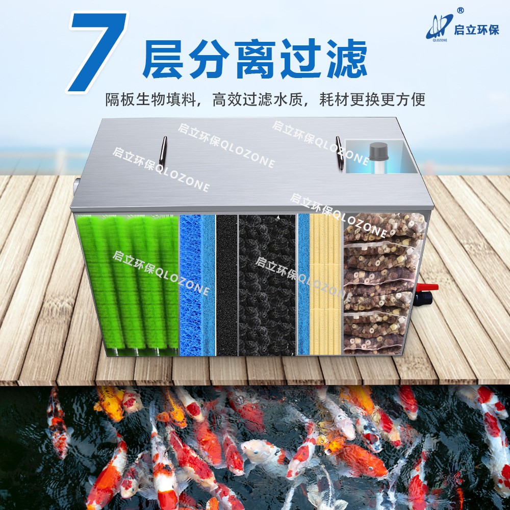 啟立魚池過濾系統不銹鋼魚池過濾箱器凈化水循環 景觀魚池水族館