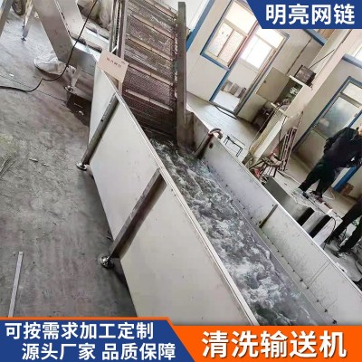 不銹鋼果蔬清洗機土豆紅薯生姜苦菜海產品氣泡翻滾噴淋清洗輸送機