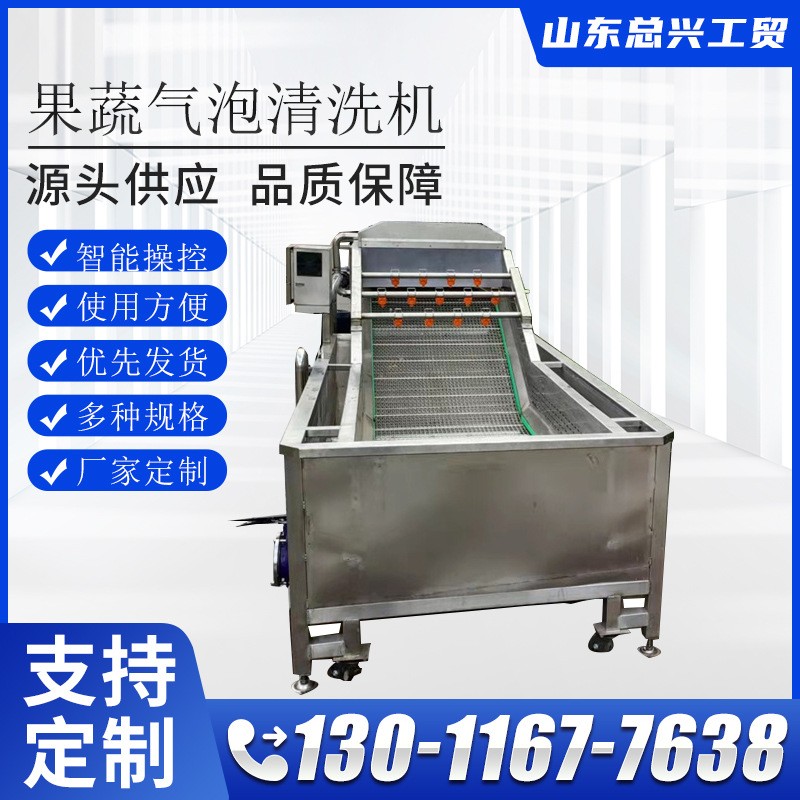 水果全自動(dòng)氣泡果蔬沖浪機(jī) 雞爪整雞清洗設(shè)備不銹鋼渦流清洗機(jī)