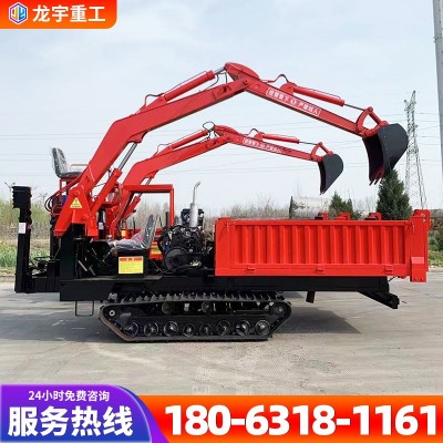 山區沼澤用橡膠履帶四不像隨車挖 6噸多功能全地形自卸履帶運輸車