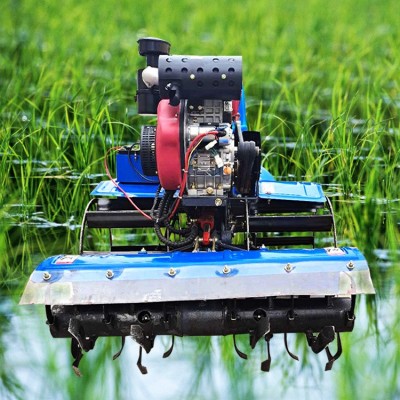 四驅(qū)打田微耕機 方向盤水田旋耕機柴油195水稻田除草打漿拖拉機