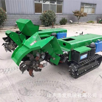 履帶式果園微耕除草機(jī)自走式35馬力開溝犁地機(jī)全自動(dòng)省人工松土機(jī)