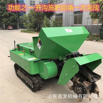 履帶式果園開溝機(jī)35馬力農(nóng)用松土犁地機(jī)可遙控行走大棚除草翻地機(jī)