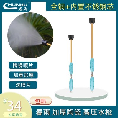 正品春雨農(nóng)用高壓陶瓷水槍噴頭桿打農(nóng)藥水霧槍機動噴霧器柱塞泵