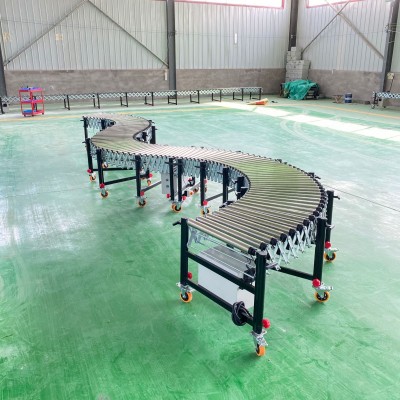 伸縮式動力滾筒輸送機動力伸縮輸送線電動傳送快遞物流分揀流水線