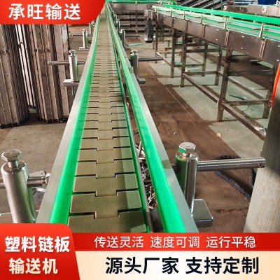 廠家供應塑料鏈板輸送機直行轉彎鏈板輸送機可調速食品網帶輸送線