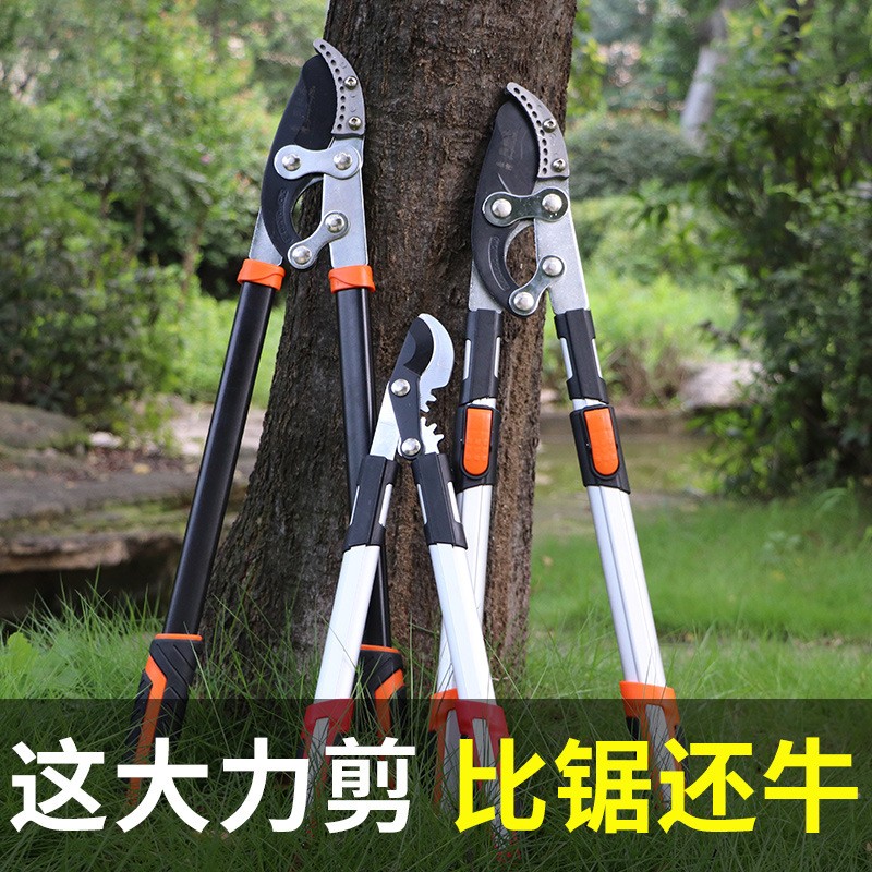 跨境外貿粗枝剪大力剪伸縮果樹修枝剪加長SK5園林剪刀強力樹枝剪